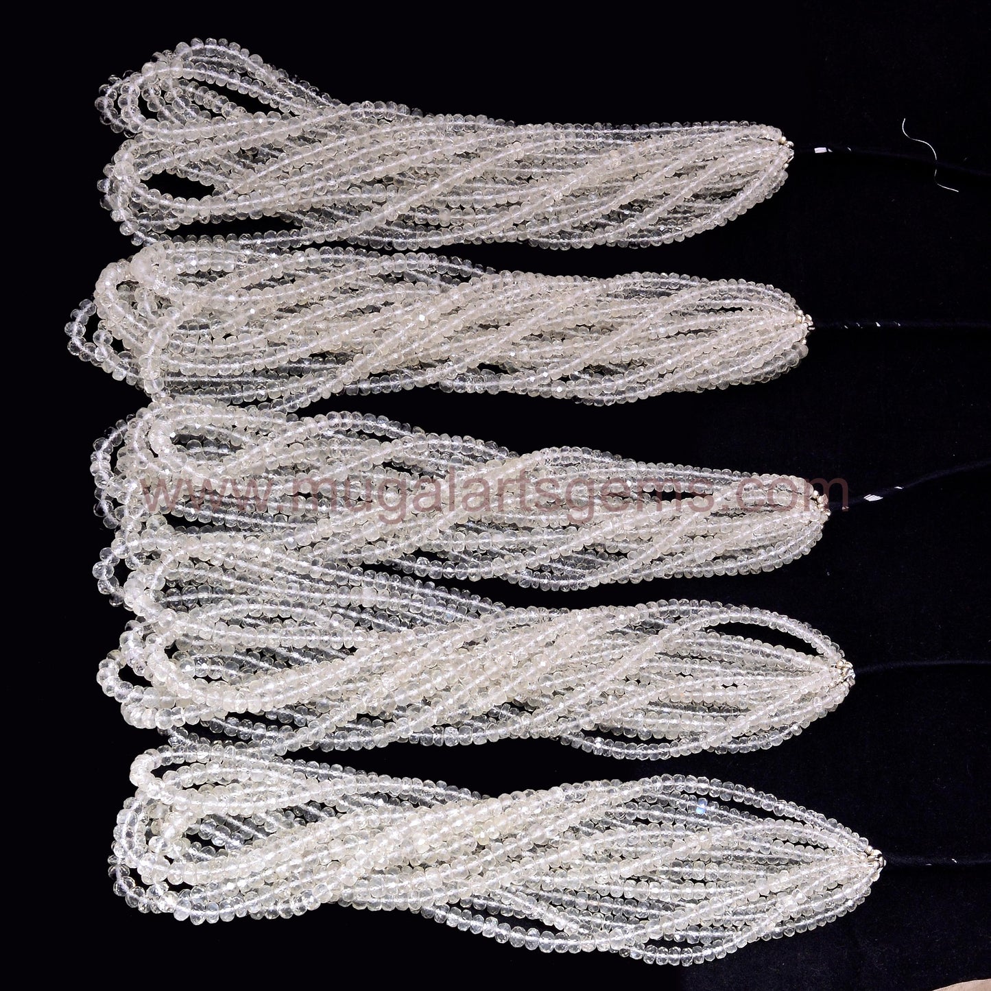 Natural Siloni Moonstone Beads – 16'' Strand Faceted Rondelle 3-6 mm Approx. 54.41 Carat Approx. – Sri Lankan Gemstone with Flash