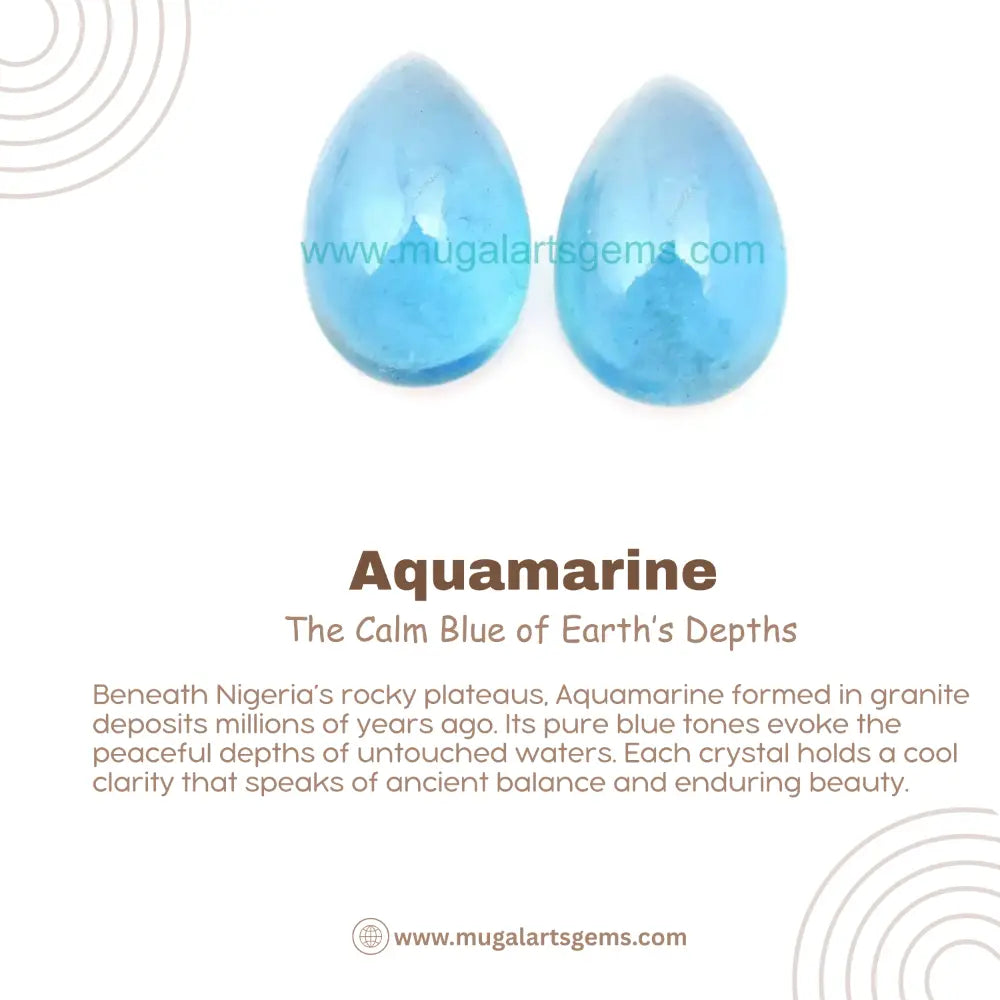 Good Quality Natural Aquamarine 1 Pair 32 Carat Approx. Smooth Cabochon 2 Pieces Lot 14x20 MM Approx. For Earring Use