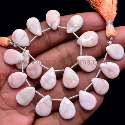 Natural Thomsonite Beads 61.14 Ct Approx. 7x9 to 8x13 mm Approx. 8 inches Pear Shape Pink Color Smooth Beads.