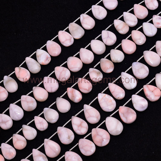 Natural Thomsonite Beads 61.14 Ct Approx. 7x9 to 8x13 mm Approx. 8 inches Pear Shape Pink Color Smooth Beads.