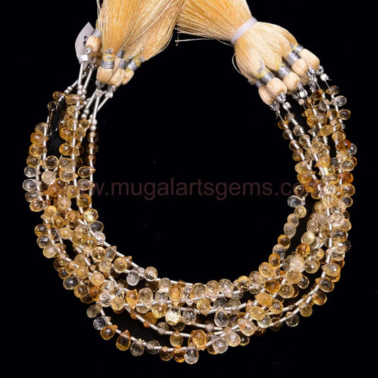 8" Inch Strand of Bio Faceted Citrine Drops – Size 3.5x5.5mm to 4.5x7mm Approx. Weight 35.71 Ct Approx., Natural Gemstones