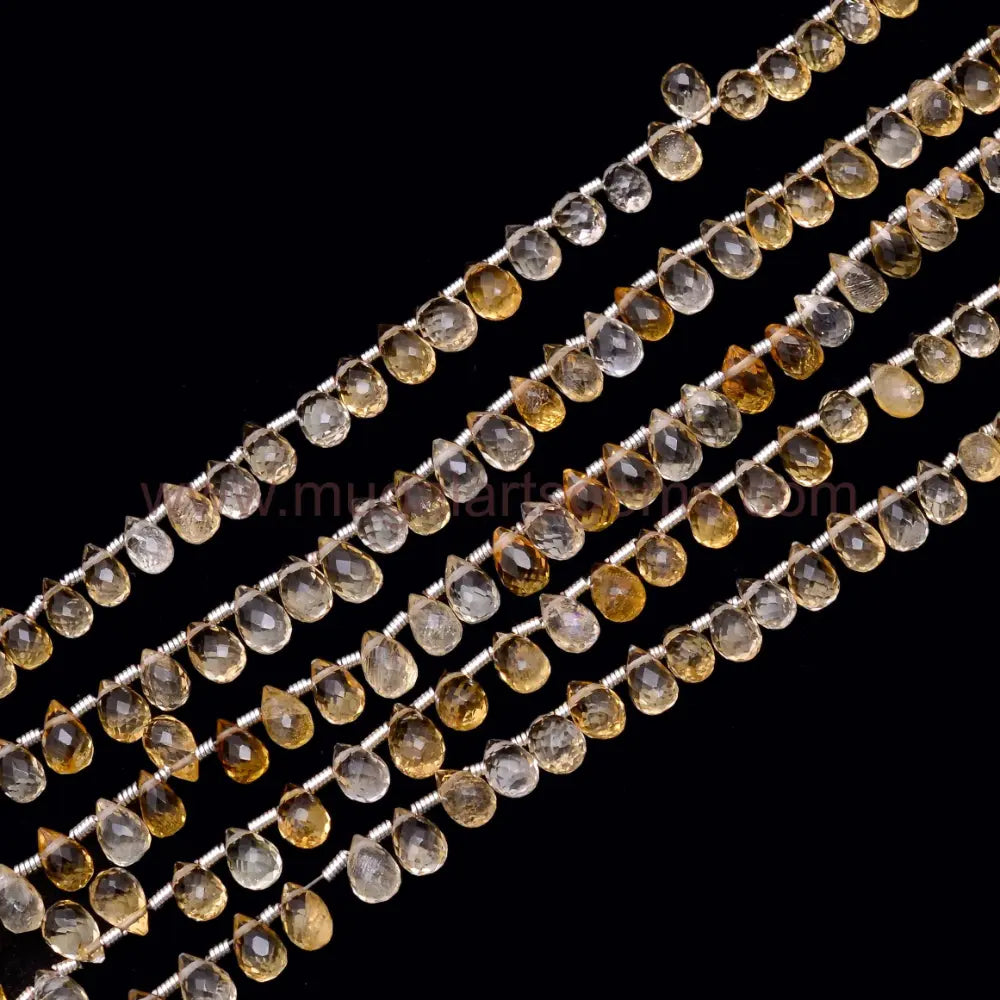 8" Inch Strand of Bio Faceted Citrine Drops – Size 3.5x5.5mm to 4.5x7mm Approx. Weight 35.71 Ct Approx., Natural Gemstones