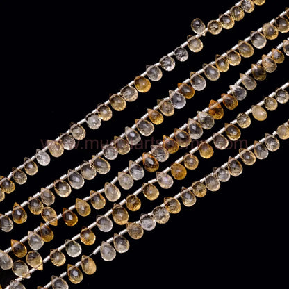 8" Inch Strand of Bio Faceted Citrine Drops – Size 3.5x5.5mm to 4.5x7mm Approx. Weight 35.71 Ct Approx., Natural Gemstones