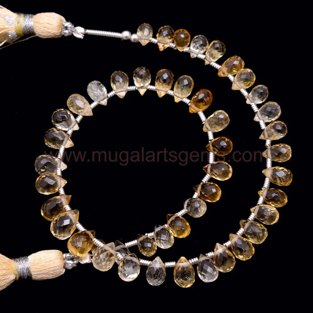 8" Inch Strand of Bio Faceted Citrine Drops – Size 3.5x5.5mm to 4.5x7mm Approx. Weight 35.71 Ct Approx., Natural Gemstones
