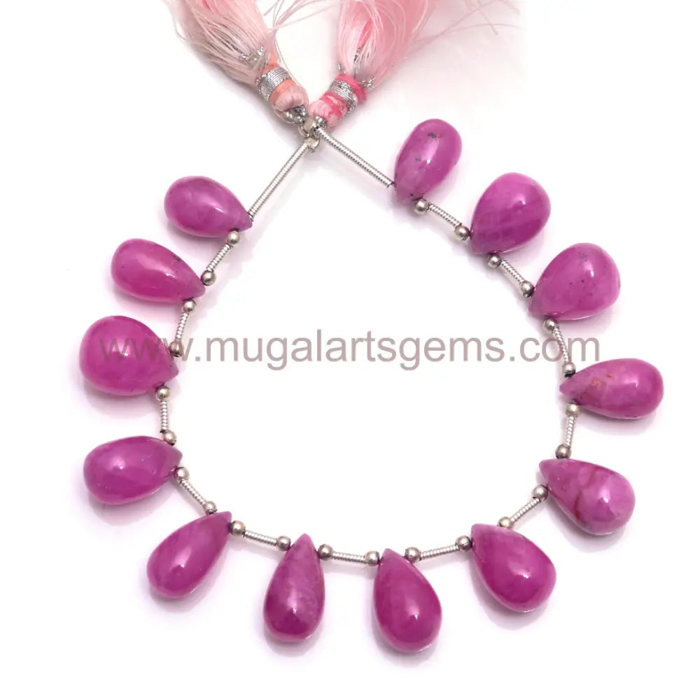 Natural Pink Sapphire Glass Filled 136.56 Carat To 207.83 Carat Approx. 5.5X10 to 10.5x22 MM Approx. 8 inch Drops Pink Smooth Beads.