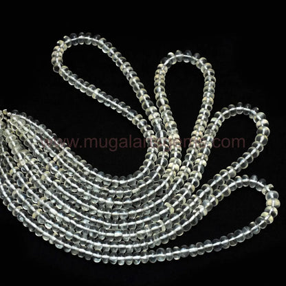 115.8 Ct Approx. Natural Siloni Moonstone Beads Strand | 5.5–7mm Approx. Smooth Rondelle, 16 Inch | Rainbow Glow Gemstone for Jewelry Making