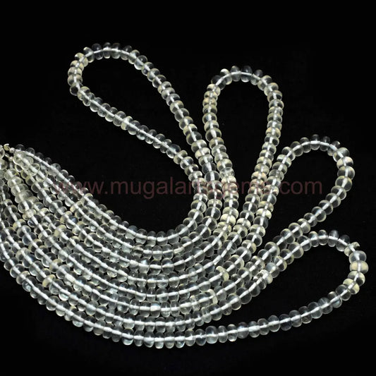 115.8 Ct Approx. Natural Siloni Moonstone Beads Strand | 5.5–7mm Approx. Smooth Rondelle, 16 Inch | Rainbow Glow Gemstone for Jewelry Making