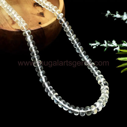 115.8 Ct Approx. Natural Siloni Moonstone Beads Strand | 5.5–7mm Approx. Smooth Rondelle, 16 Inch | Rainbow Glow Gemstone for Jewelry Making