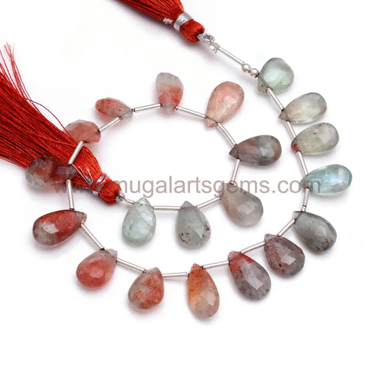 Natural Oregon Sunstone Strand – 8'' Faceted Pear Beads, 8x13.5 to 10x15.5mm, 80.5 Ct – Hand-Cut Gemstone for Fine Jewelry