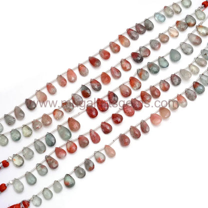 Natural Oregon Sunstone Strand – 8'' Faceted Pear Beads, 8x13.5 to 10x15.5mm, 80.5 Ct – Hand-Cut Gemstone for Fine Jewelry