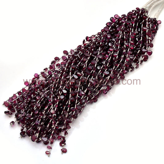 42.6 Ct Approx. Rhodolite Garnet Pear Smooth Beads – 8 Inch Strand, Mixed Sizes 3.5x6 to 6.5x11 mm Approx. Gemstone Jewelry Making