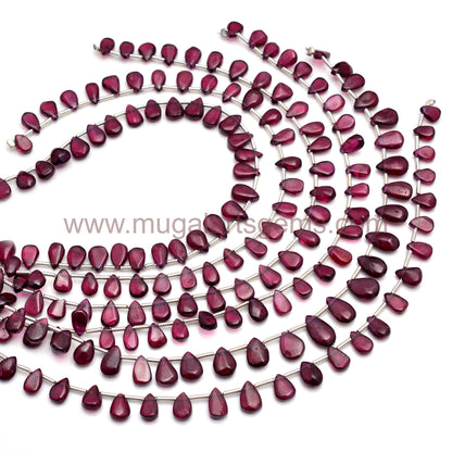 42.6 Ct Approx. Rhodolite Garnet Pear Smooth Beads – 8 Inch Strand, Mixed Sizes 3.5x6 to 6.5x11 mm Approx. Gemstone Jewelry Making