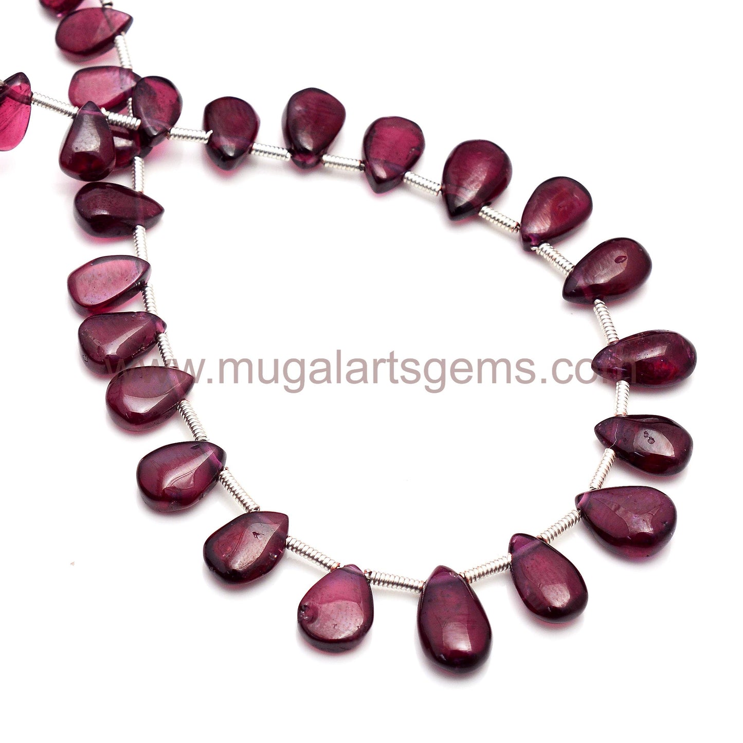 42.6 Ct Approx. Rhodolite Garnet Pear Smooth Beads – 8 Inch Strand, Mixed Sizes 3.5x6 to 6.5x11 mm Approx. Gemstone Jewelry Making