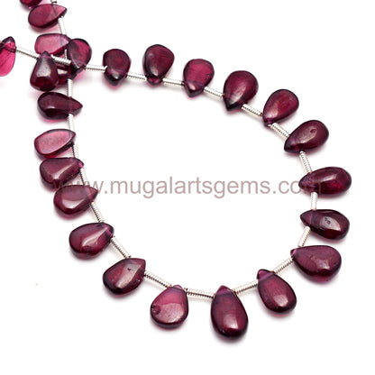 42.6 Ct Approx. Rhodolite Garnet Pear Smooth Beads – 8 Inch Strand, Mixed Sizes 3.5x6 to 6.5x11 mm Approx. Gemstone Jewelry Making