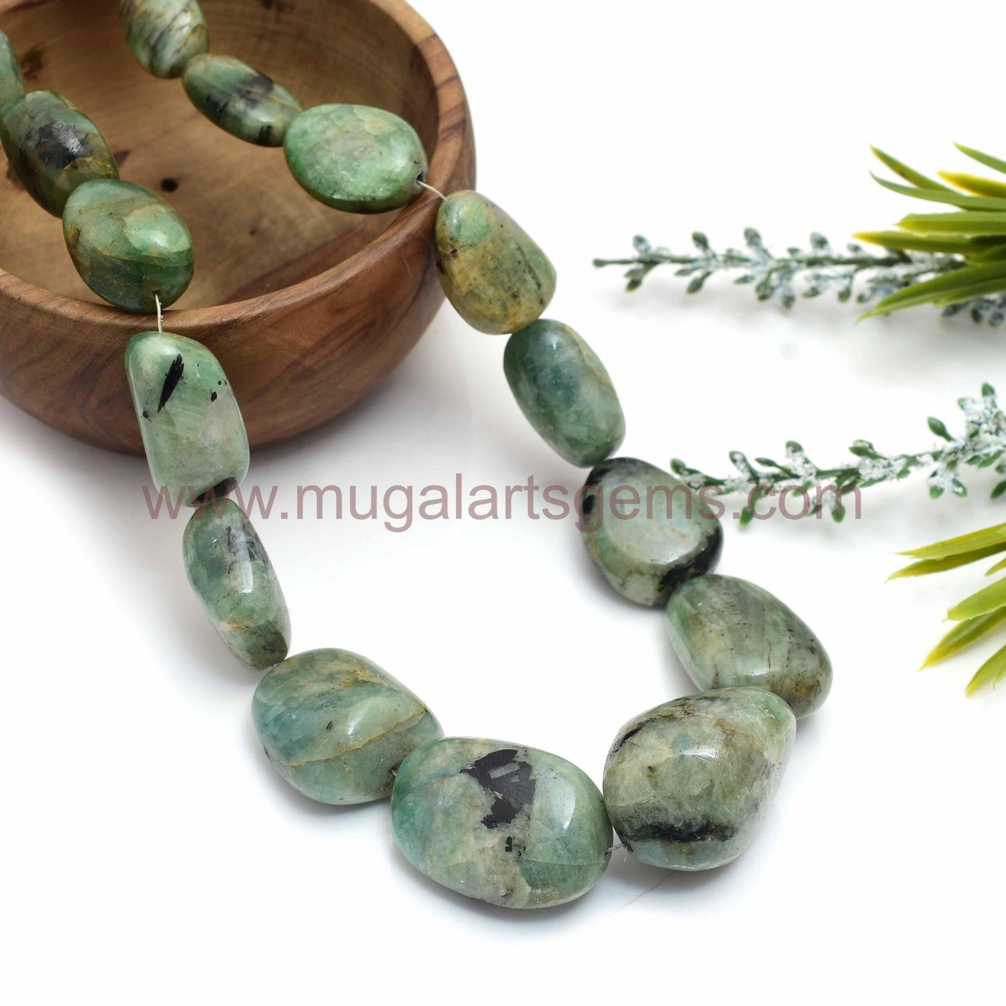 Natural Emerald Beads – 587.5 Ct,Approx. 16'' Strand of Tumble Smooth Nuggets (8.5x11.5 to 20x32 mm Approx.) – Raw Luxury Gemstone