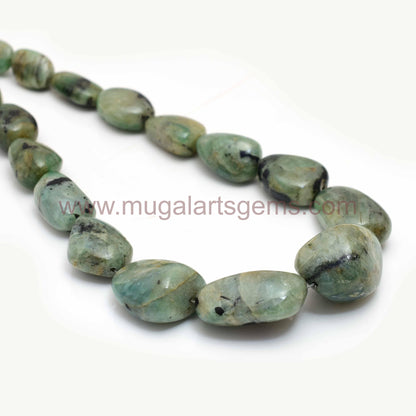 Natural Emerald Beads – 587.5 Ct,Approx. 16'' Strand of Tumble Smooth Nuggets (8.5x11.5 to 20x32 mm Approx.) – Raw Luxury Gemstone
