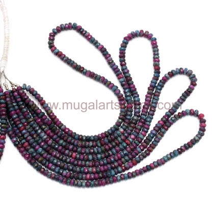 Natural Ruby Zoisite Rondelle Beads – 16'' Strand, Faceted, 4x5.5 mm, Approx.. 111.9 Ct Approx. – Vibrant Green and Red Gemstone