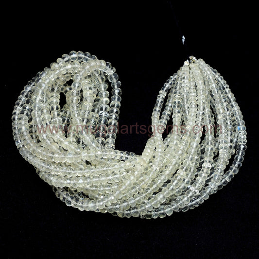 Natural Siloni Moonstone Beads – 16'' Strand, Faceted Rondelle., 13x6 mm Approx., 54.4 Ct Approx. – Sri Lankan Gemstone with Flash"