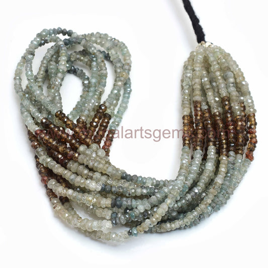 Natural Multi-Color Zircon Beads – 16'' Strand, Faceted Rondelle (3.5x4.5 mm), 78.1 Ct – Sparkling Gemstone for Fine Jewelry