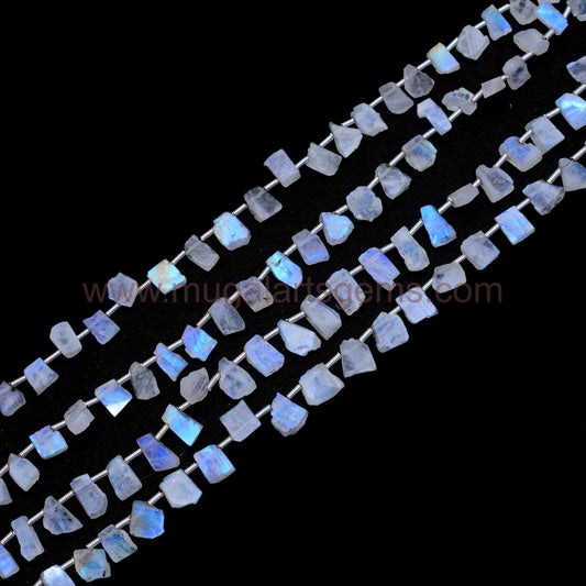 Natural Rainbow Moonstone Beads – 8'' Strand Smooth Slice  5X5 MM To 10.5X14 MM Approx. Flashy White Gemstone