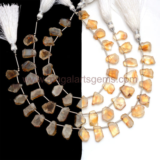 Natural Bio Citrine Beads – 8'' Strand, Smooth Slice Cut (6x9 to 13x18 mm Approx.), Approx.69.46 Ct – Golden Honey Gemstone"