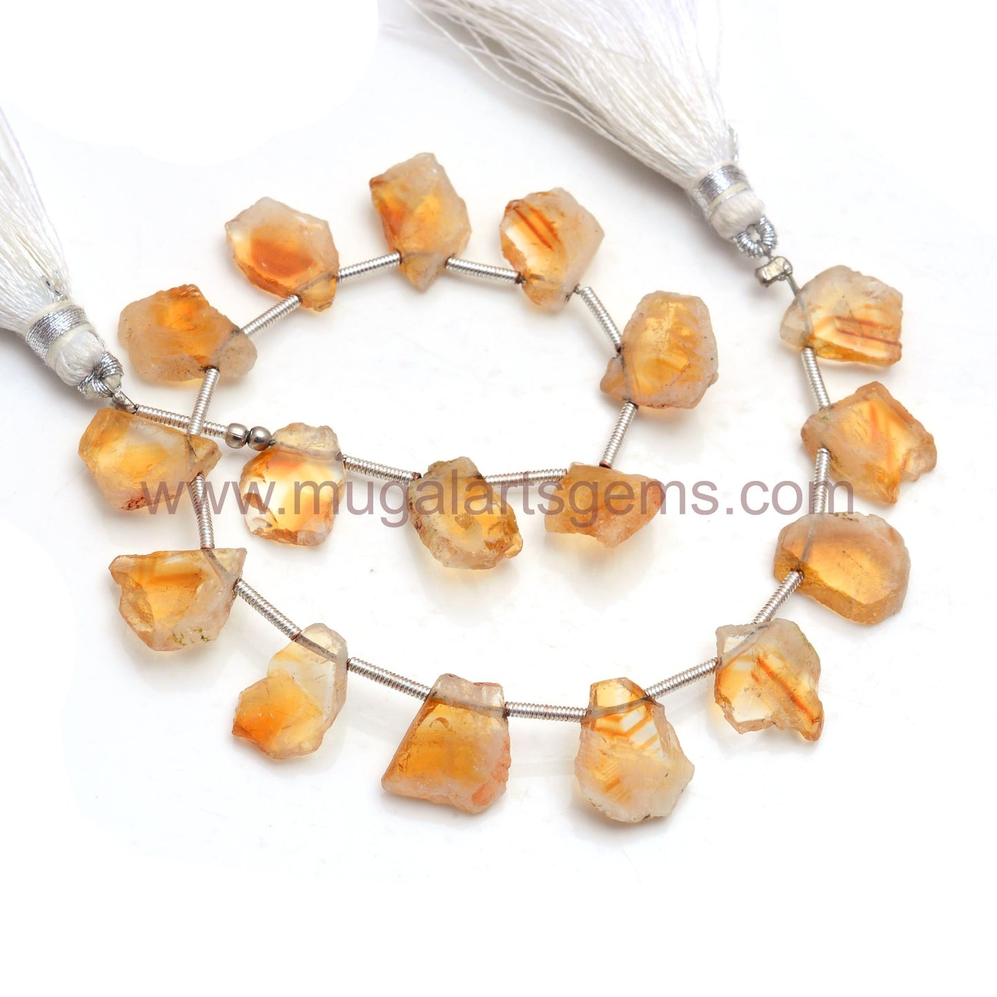 Natural Bio Citrine Beads – 8'' Strand, Smooth Slice Cut (6x9 to 13x18 mm Approx.), Approx.69.46 Ct – Golden Honey Gemstone"