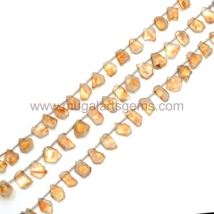 Natural Bio Citrine Beads – 8'' Strand, Smooth Slice Cut (6x9 to 13x18 mm Approx.), Approx.69.46 Ct – Golden Honey Gemstone"