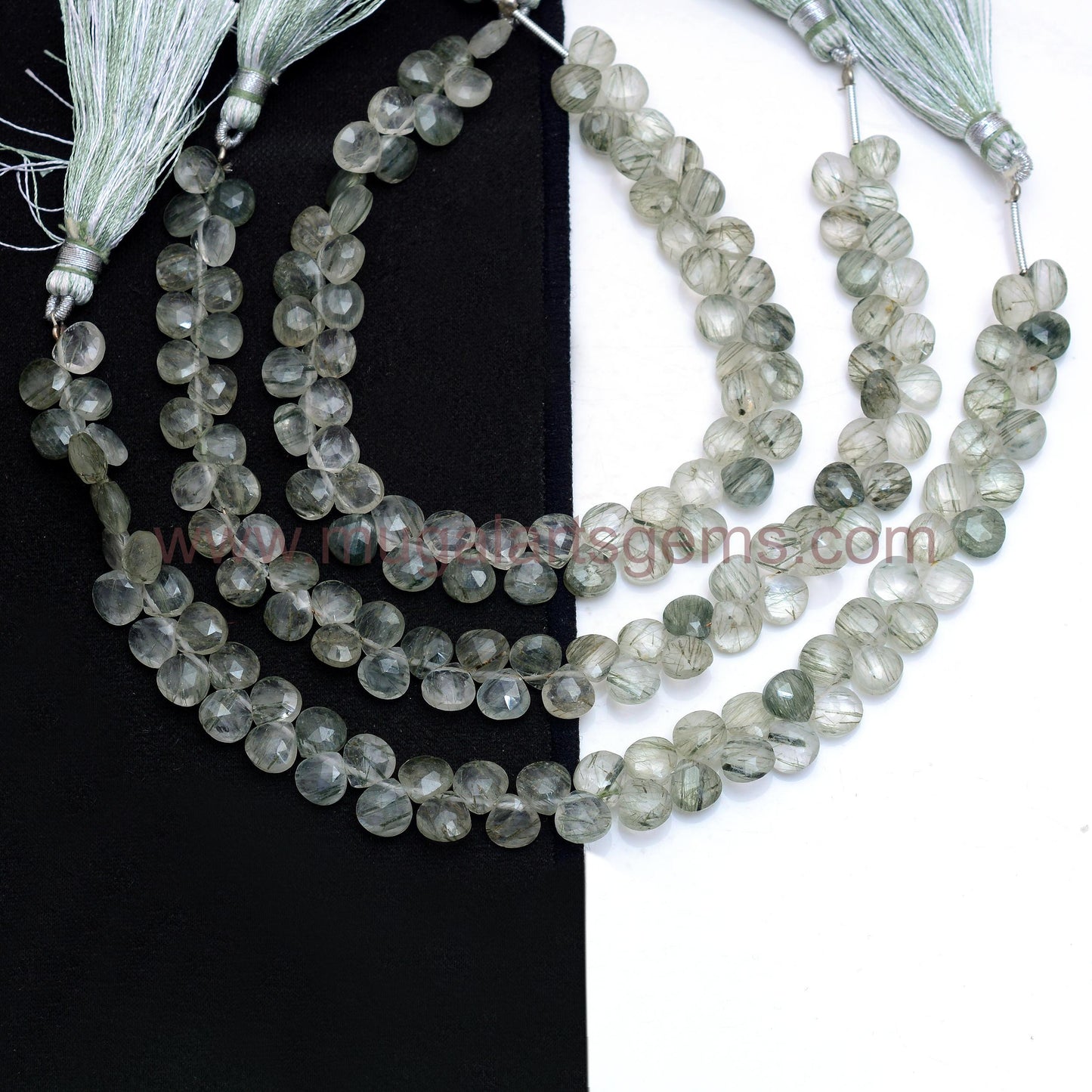 85 Ct Approx., Green Rutile Heart Faceted Beads – 7x7 to 8x8 mm Approx., 8'' Strand Natural Textured Gemstone for Jewelry Making