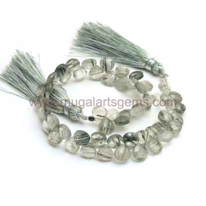 85 Ct Approx., Green Rutile Heart Faceted Beads – 7x7 to 8x8 mm Approx., 8'' Strand Natural Textured Gemstone for Jewelry Making