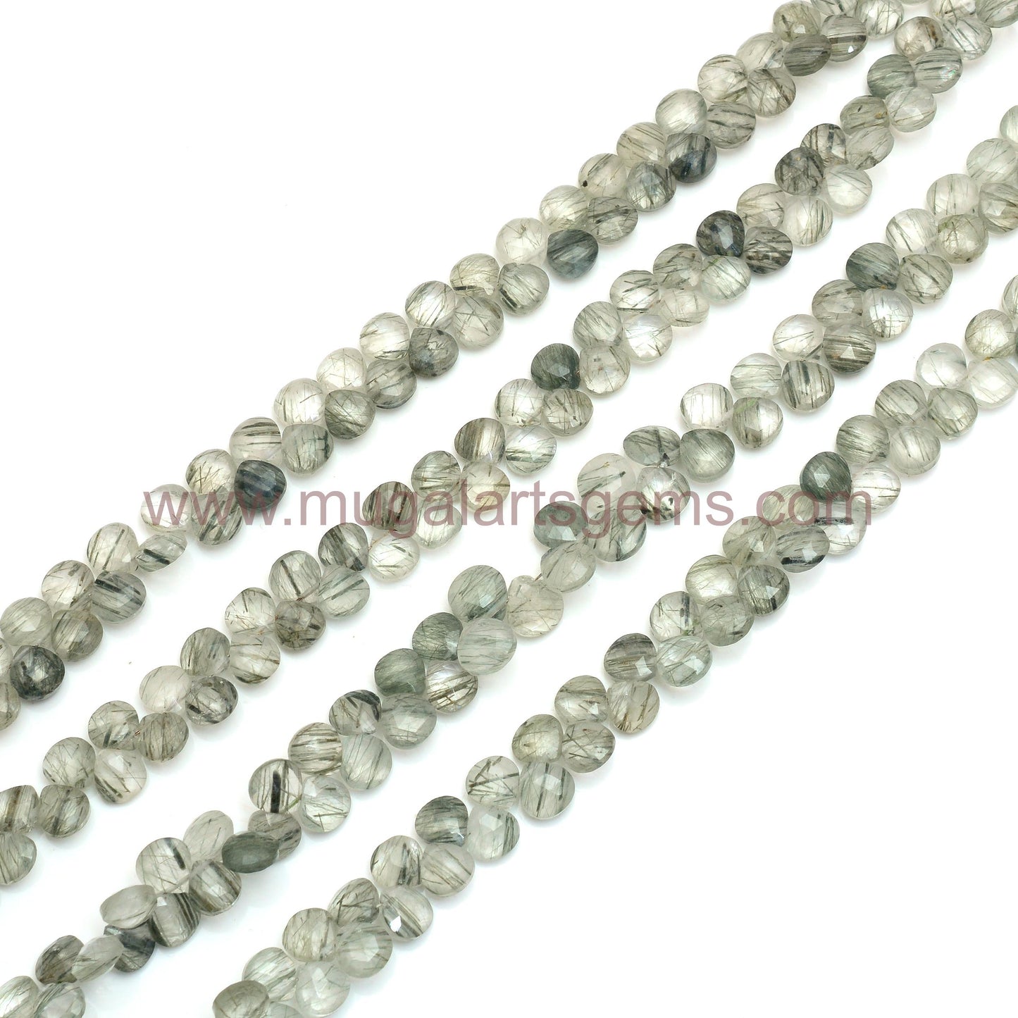 85 Ct Approx., Green Rutile Heart Faceted Beads – 7x7 to 8x8 mm Approx., 8'' Strand Natural Textured Gemstone for Jewelry Making