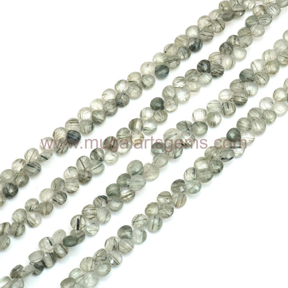 85 Ct Approx., Green Rutile Heart Faceted Beads – 7x7 to 8x8 mm Approx., 8'' Strand Natural Textured Gemstone for Jewelry Making