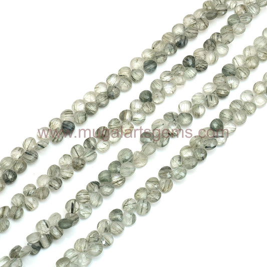 85 Ct Approx., Green Rutile Heart Faceted Beads – 7x7 to 8x8 mm Approx., 8'' Strand Natural Textured Gemstone for Jewelry Making