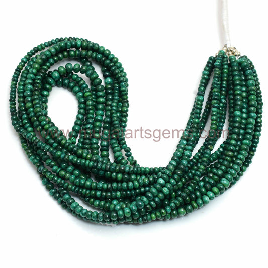 Beautiful natural green sapphire beads, smooth and round, measuring 2.5x4.5 mm Approx. This 16-inch strand weighs 65.87 carats Approx. ideal for delicate and elegant jewelry pieces.