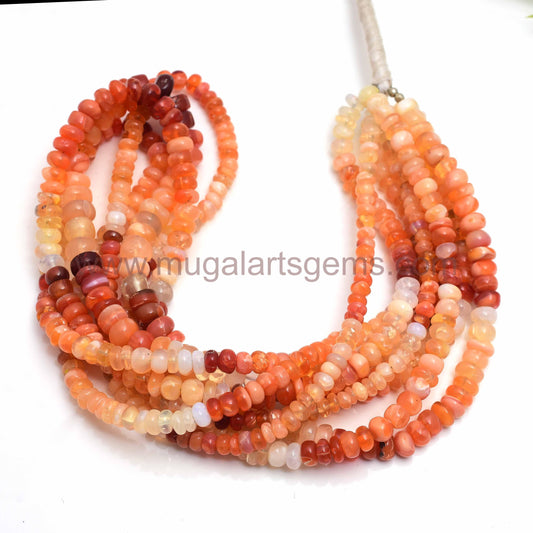 Approx. 72.25 Ct Mexican Opal Round Smooth Beads – 4x7.5 mm Approx., 16'' Strand Natural Fire Opal Gemstone for Jewelry Making"