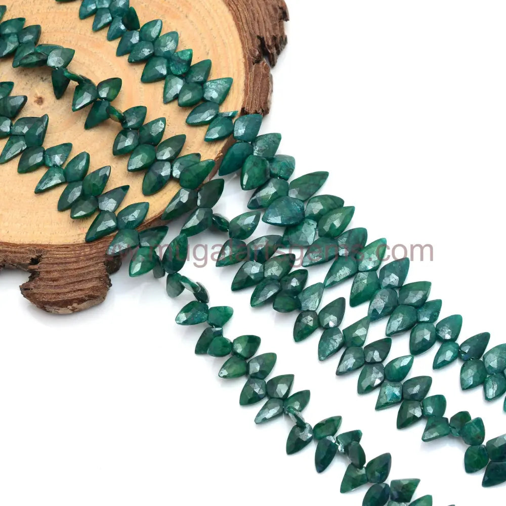 Natural Green Sapphire Gemstone Strand Faceted Shield Shape Stone Good Quality Sapphire is a most Valuable Gemstone For Jewelry Making stone