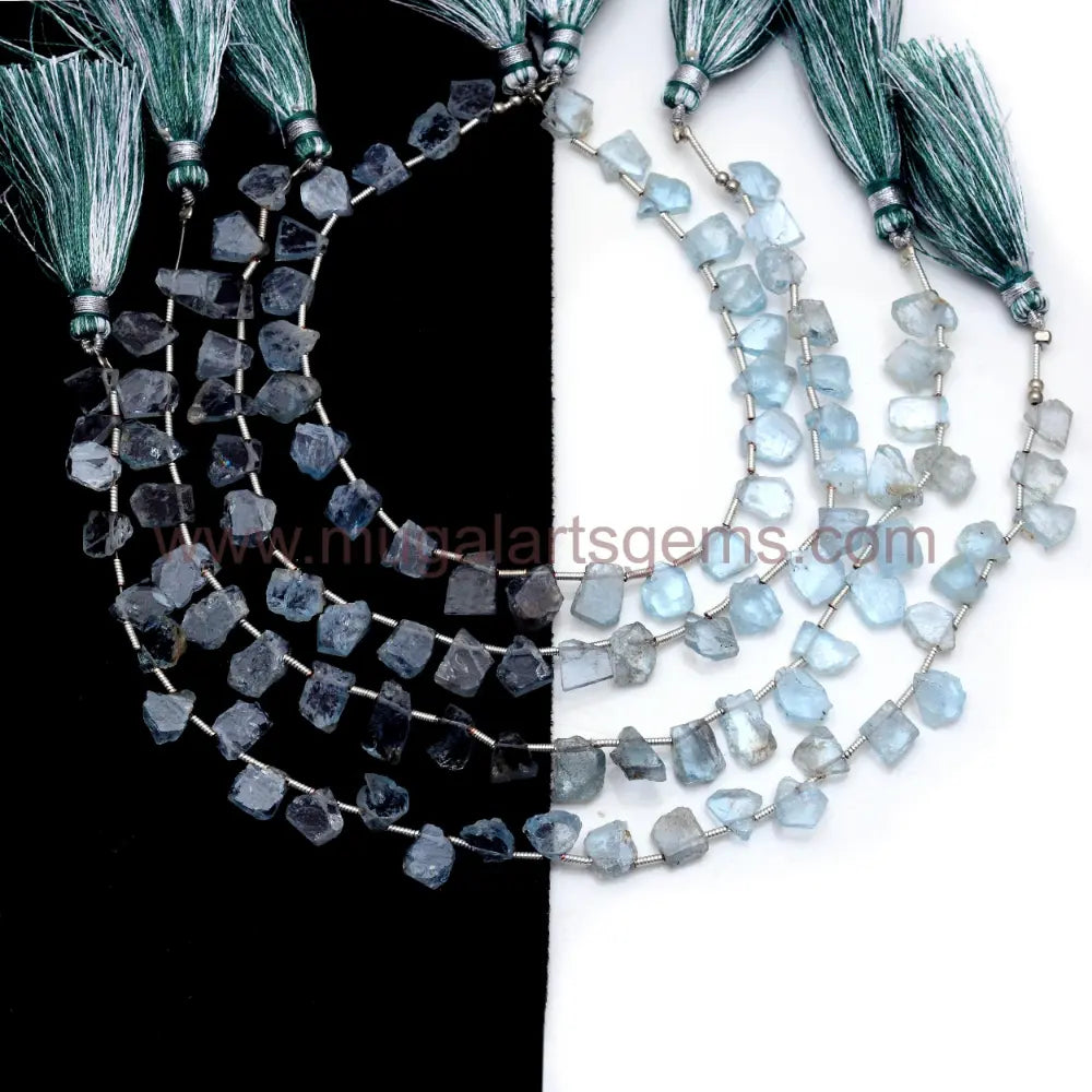 Best Quality Natural Moss Aquamarine Smooth Slice Shape Aqua Beads  8"inch Strand Crystal For Making Jewelry