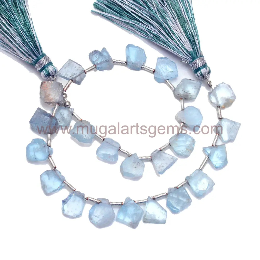 Best Quality Natural Moss Aquamarine Smooth Slice Shape Aqua Beads  8"inch Strand Crystal For Making Jewelry