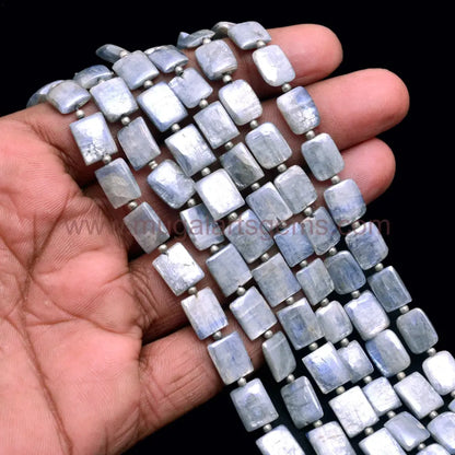 Natural Blue Kyanite Gemstone Beads Wet. 65.26 Ct. Approx. Available Size 7x9 to 8x10 mm Approx. 8 inch Strand  Rectangle Shape Beads