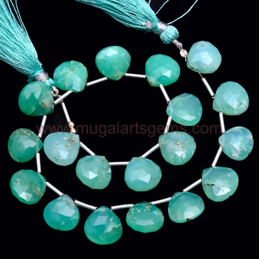 Healing Crystal Natural Chrysoprase weight 73.95 Carat Approx. Available Size-8x8 to 11.5x11.5 MM Approx. 8 inch Heart Green Faceted