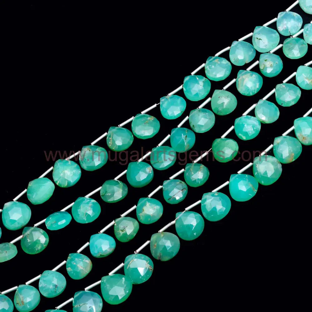 Healing Crystal Natural Chrysoprase weight 73.95 Carat Approx. Available Size-8x8 to 11.5x11.5 MM Approx. 8 inch Heart Green Faceted