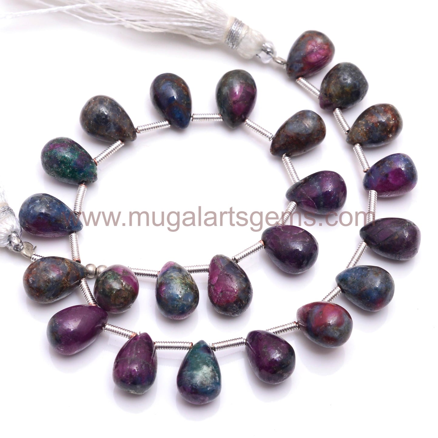 Natural Ruby Zoisite Gemstone Beads Wet. 96.95 Approx. Available Size  6x8 to 7x10.5 mm Approx. 8 inch Strand Smooth Drops Shape Pink/Green