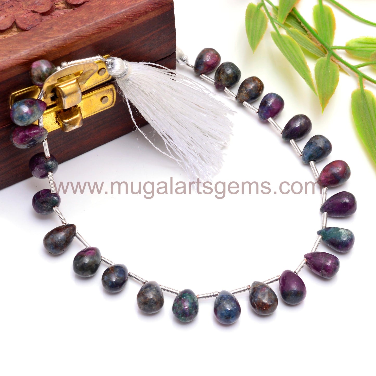 Natural Ruby Zoisite Gemstone Beads Wet. 96.95 Approx. Available Size  6x8 to 7x10.5 mm Approx. 8 inch Strand Smooth Drops Shape Pink/Green
