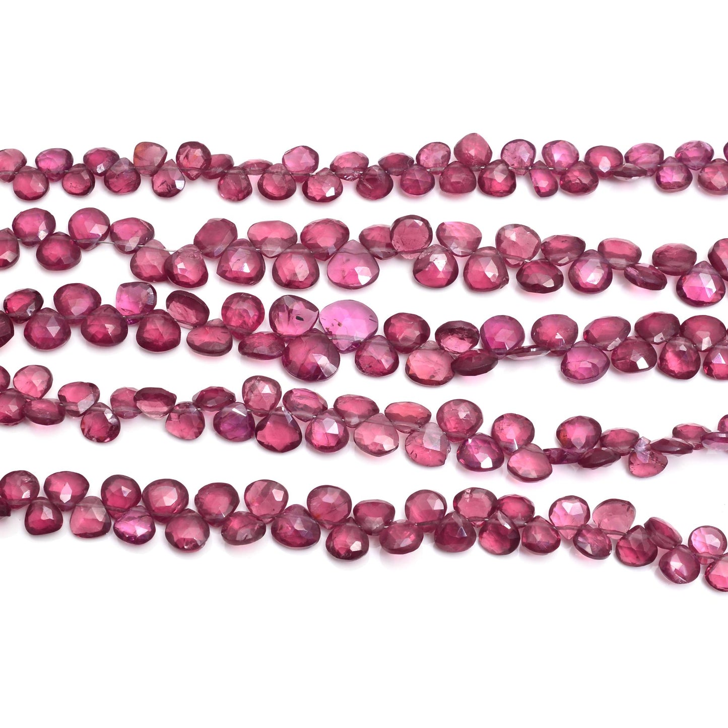 Natural Rhodolite Garnet Faceted Heart Shape Beads 8-inch Strand Good looking Stone Super Fine Quality Beads