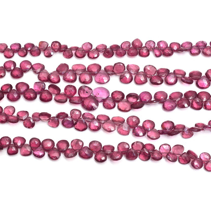Natural Rhodolite Garnet Faceted Heart Shape Beads 8-inch Strand Good looking Stone Super Fine Quality Beads