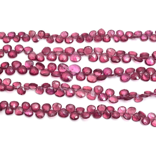 Natural Rhodolite Garnet Faceted Heart Shape Beads 8-inch Strand Good looking Stone Super Fine Quality Beads