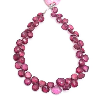 Natural Rhodolite Garnet Faceted Heart Shape Beads 8-inch Strand Good looking Stone Super Fine Quality Beads