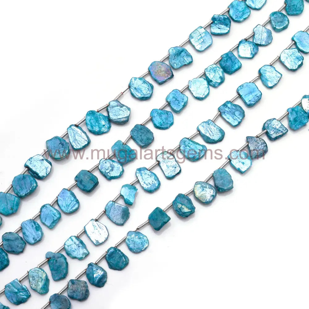 Royal Silverite 50.95 Approx. Size-7x8 to 10.5x12 mm Approx. 8 inch Strand Slice Shape Beads Royal Blue Color Stone