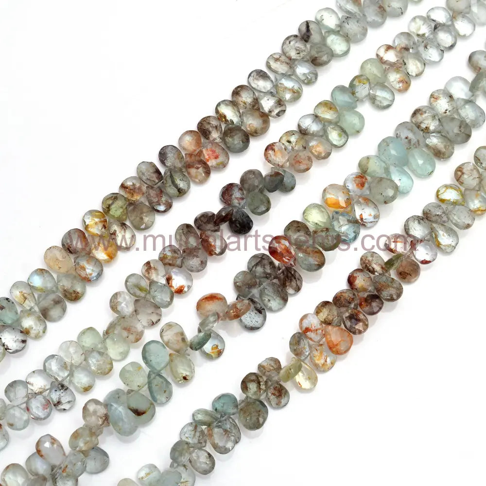 Top Quality Healer Aquamarine Wet. 50.64 Approx. Size-4x7 to 5.5x8 mm Approx. 8 inch Strand Faceted Pear Shape Beads