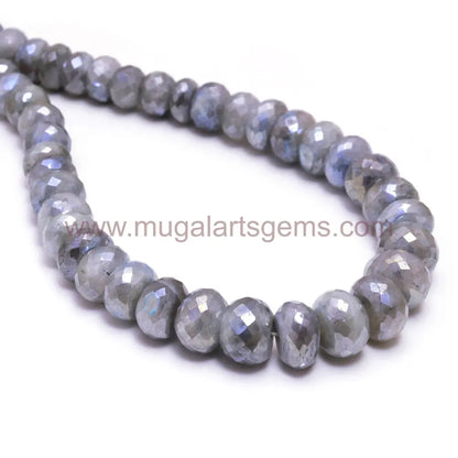 Premium Grey Moonstone Beads – 52.95 Ct Approx. | 4x4 mm Approx. | 16" Faceted Rondelle Strand | Elegant Silver-Grey Shine
