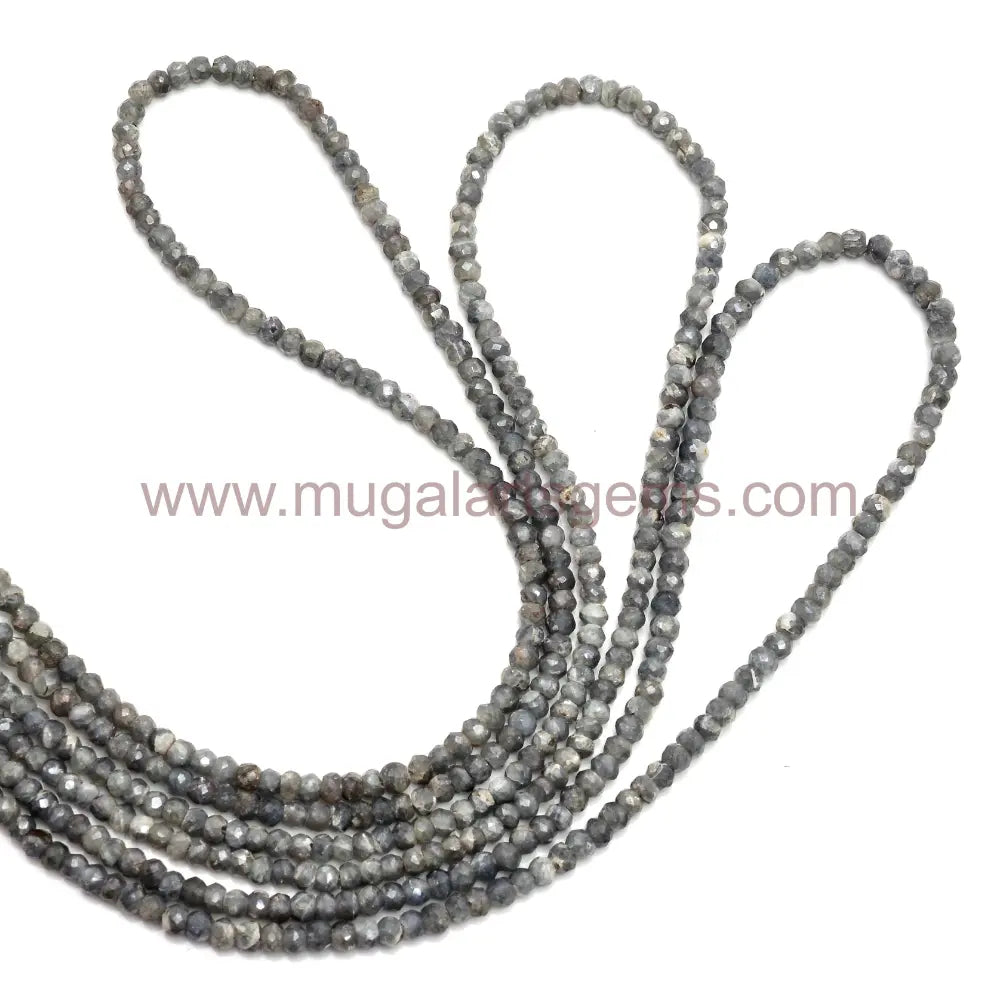 Natural Grey Silverite Beads – 38.5 Ct Approx. | 3x3.5 mm Approx.| 16 Inch Strand | Faceted Rondelle | Treated Grey Gemstone for Jewelry Making